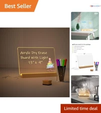 Light Up Dry Erase Board Acrylic 13x9 inch withMarkers Office Home School