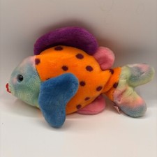 Vintage 1999 TY Beanie Buddy Lips 13  Rainbow Fish Plush Stuffed Animal Colorful