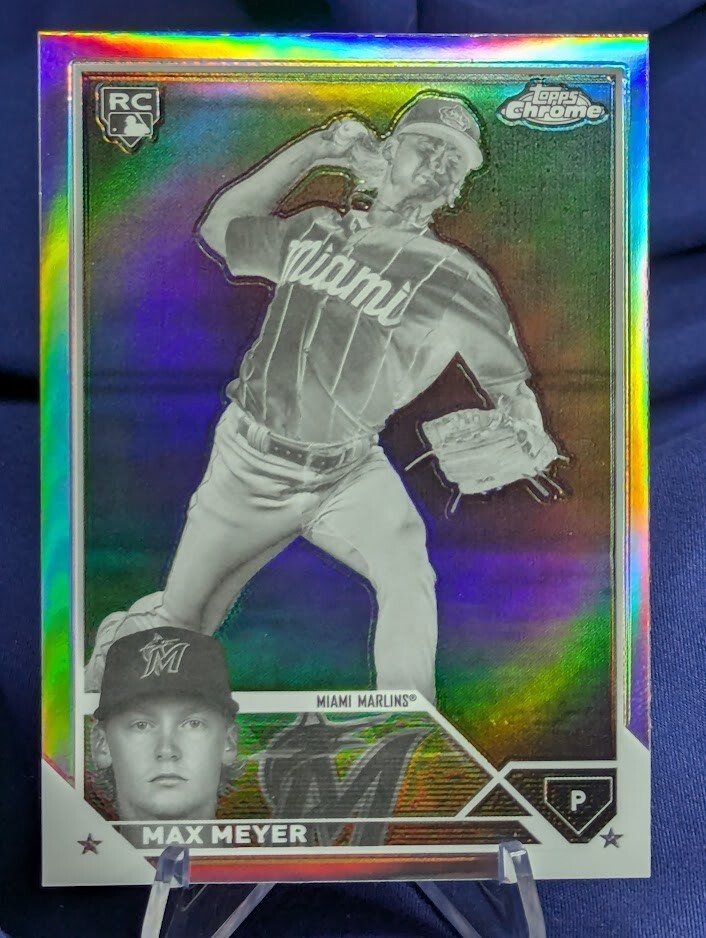 Max Meyer 2023 Topps Chrome Rookie #104 Negative Refractor RC Miami Marlins