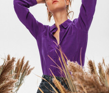 Chemise Promod 100% Soie Violet T.M NEUVE+ETIQUETTE