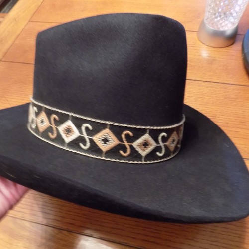 VTG Stetson Cowboy Hat 4X Beaver John B. Stetson Company Black leather band - Picture 11 of 24