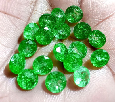 10 mm 15 Pcs Natural Colombian Green Emerald Round Lot Loose Certified Gemstone