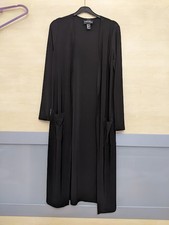 Frank Lyman Long Duster Coat Jacket 10 Black Lightweight Cover Up