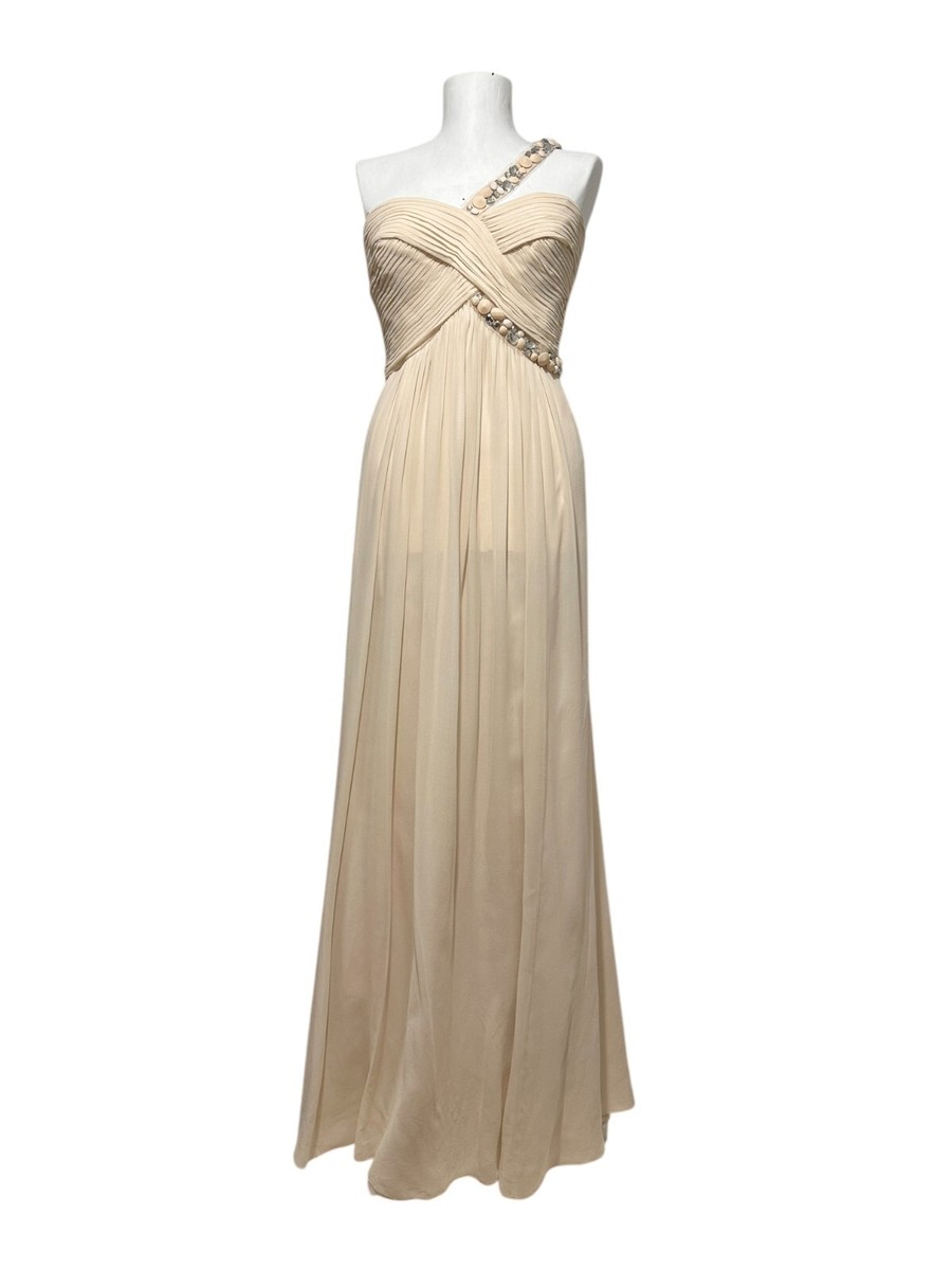 Women's BCBG Shell Pleated Silk V-Neckline One Strapped Dress Gown (S) |  eBay