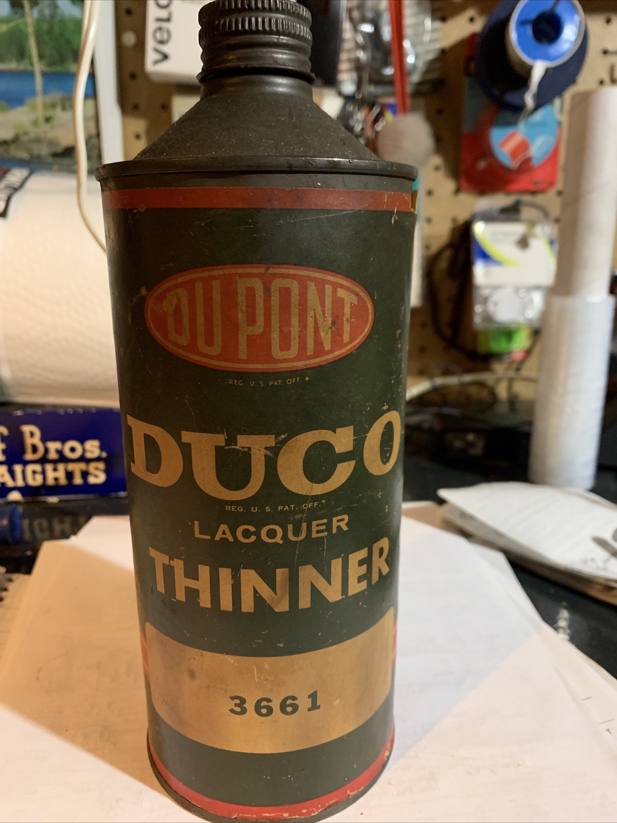 Vintage 1 Quart Dupont Duco Lacquer Thinner Cone Top Can Gas Oil Paper