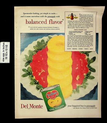 1953 Del Monte Canned Sliced Pineapples Vintage Print Ad 21726