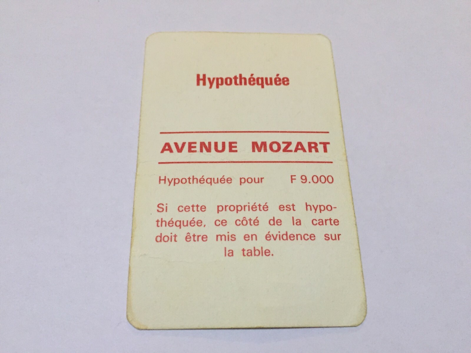 MONOPOLY MIRO COMPANY CARTE TITRE DE PROPRIÉTÉ AVENUE MOZART eBay