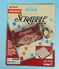 New SCRABBLE GAME Keychain, Basic Fun, Hasbro, 1999, 31 Mini Magnetic Letters
