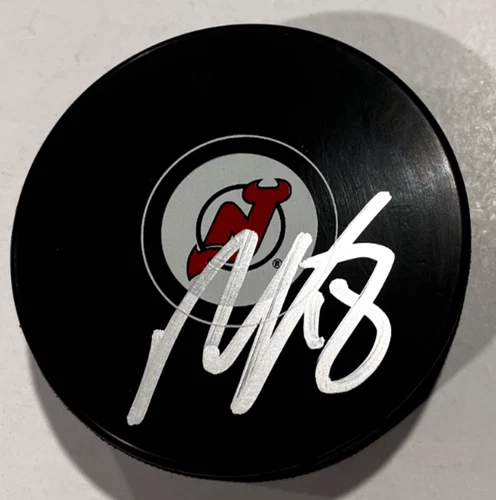 ONDREJ PALAT SIGNED NEW JERSEY DEVILS HOCKEY PUCK W/ CASE COA