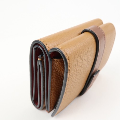 Authentic LOEWE Leather Tri-fold Compact Wallet Brown Used F/S - Picture 12 of 24