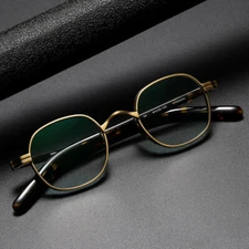 Vintage Small Square Titanium Eyeglasses Frames Acetate Oval Full Rim Japan Hand
