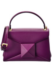 Valentino Maxi Stud Leather Shoulder Bag Women's Purple Os