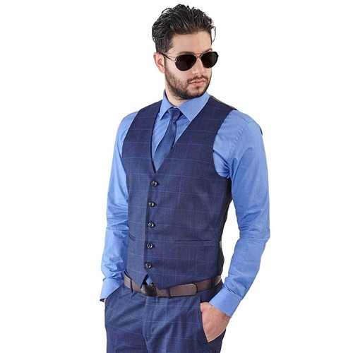 Traje de vestir para hombre chaleco 5 botones cuello en V correa trasera ajustable formal por AZAR MAN - Imagen 50 de 73