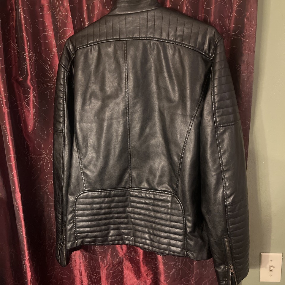 COOFANDY Men's Faux Leather Jacket Stand Collar Motorcycle Slim Fit