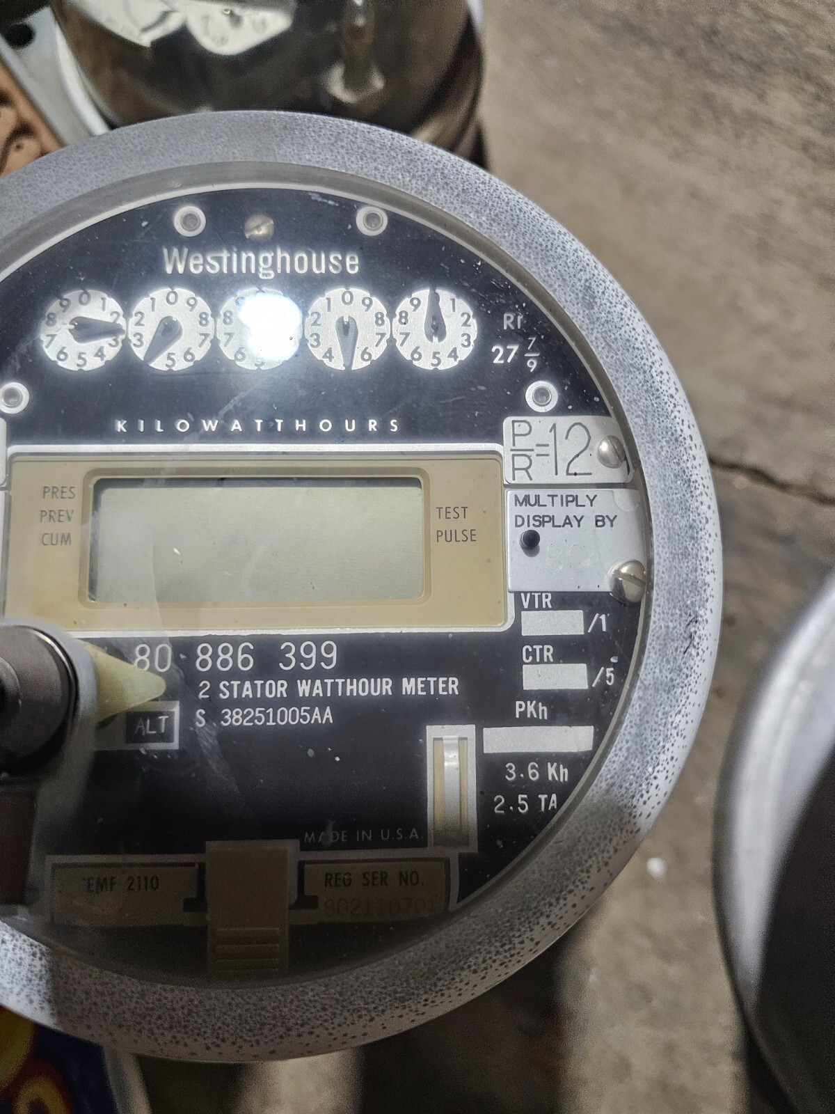 ABB Electric Kilowatt Hour 2 4 way Stator Watt Hr Meter Type D5S-8E 200 CL 2110