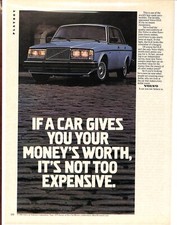 Volvo GLE Blue Sedan Vintage Print Ad "It's Not Too Expensive"