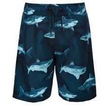 Ideology Boys 6 Blue Shark Print Drawstring Waist Swimming Trunks NWT