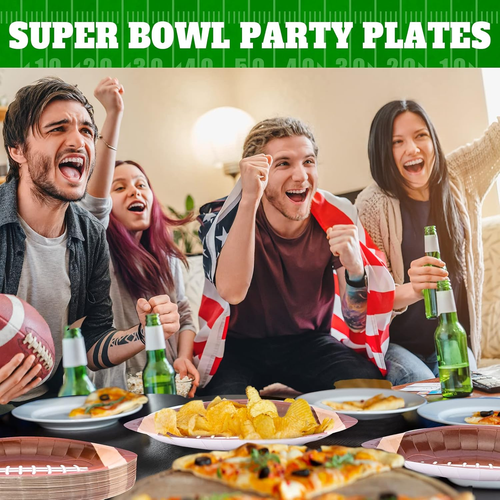 50PCS Football Party Paper Plates 10X6.5In Superbowl Plates Super Bowl Disposabl - Picture 6 of 12