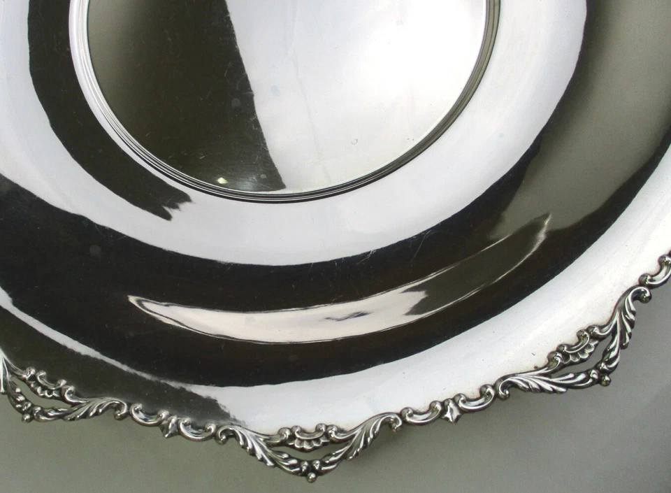 Cuenco central con patas 800 plata maciza post Segunda Guerra Mundial italiano 13,5" Foto 2 de 4