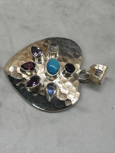 Nicky Butler Sterling Silver 925 Amethyst Turquoise Heart Pendant J15 - Picture 4 of 10