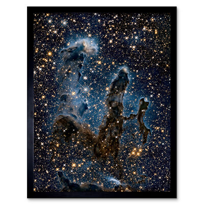 Hubble Teleskop Säulen Kreation Blue Haze Adlernebel gerahmt Wandbild 12x16