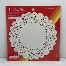 Vintage Handi Foil Paper Lace Doilies 24 Round 5โ White Made In The USA