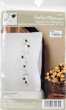 Tobin Stamped Pillowcases, Fireflies, 20" x 30" Embroidery Kit, white