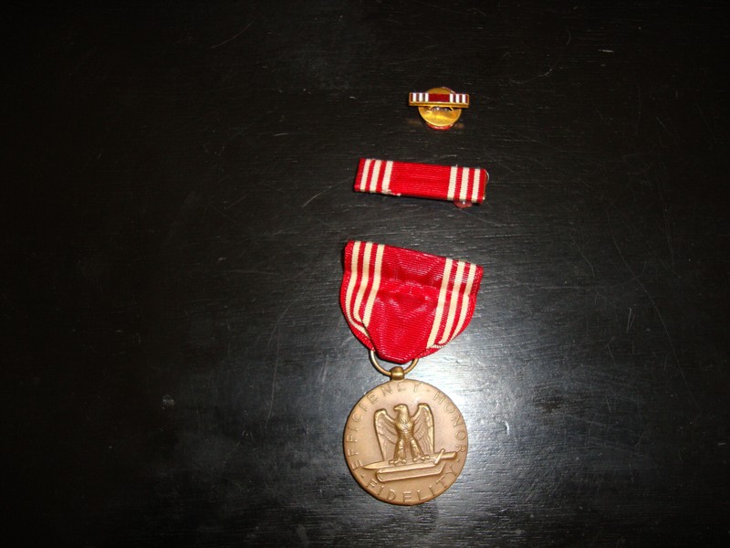 Set of three WWII Army Good Conduct Medal Ribbon Pin