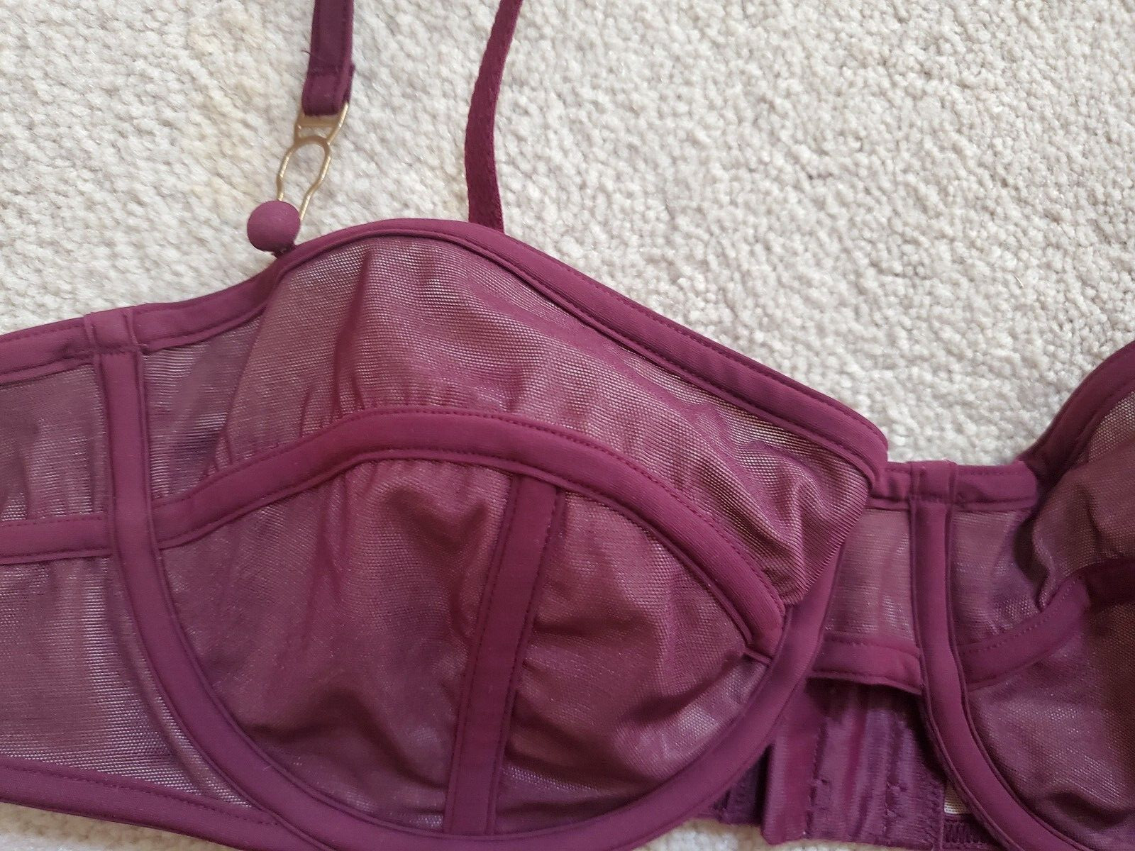 Vintage Victoria Secret Very Sexy Burgandy Balconette Bra/Bikini Set 36B/L RARE image 3