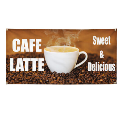 Vinyl Banner Multiple Sizes Cafe Latte Sweet & Delicious Restaurant & Food