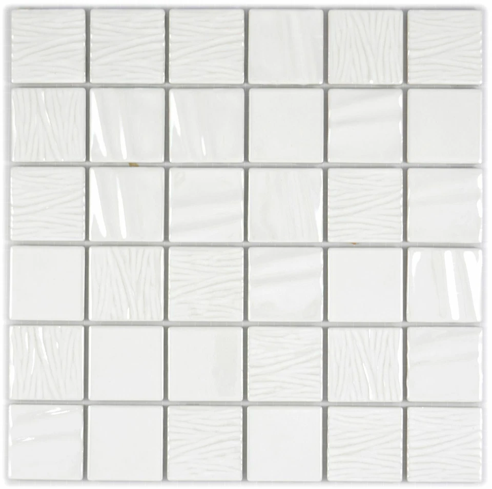 Cerámica Mosaico Blanco Azulejos Brillante Pared Cocina Baño Ducha 14-0111 _ F - Imagen 1 de 4