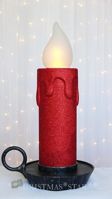 *NEW* RAZ IMPORTS 17.5'' RED GLITTER BATTERY OPERATED CANDLE CHRISTMAS 4016115