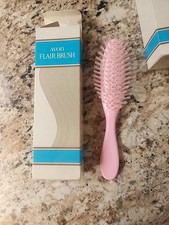 NEW Vintage 1980s Avon Flair Hair Brush Pink 8" w/ Clear Bristles - Comes In Box