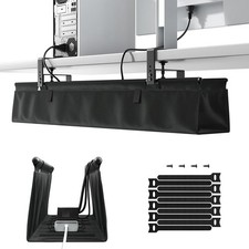 36 Inch No Drill Under Desk Cable Management Tray Black