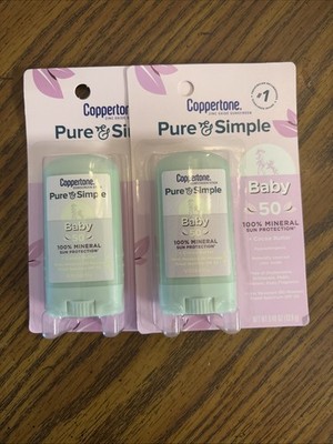 Coppertone Pure & Simple Baby Sunscreen Stick SPF 50, 0.49oz - Pack of 2