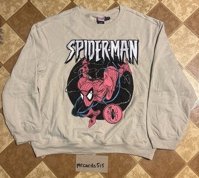 Marvel Spider-Man Beige Graphic Sweatshirt Mens XXL FREE SHIPPING!
