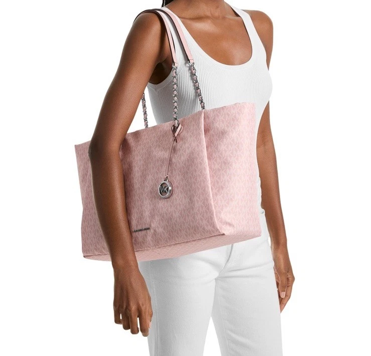 Michael KorsGeorgia Large Top Zip Tote Bag signature print canvas Smokey Pink Nw - Image 2 of 4