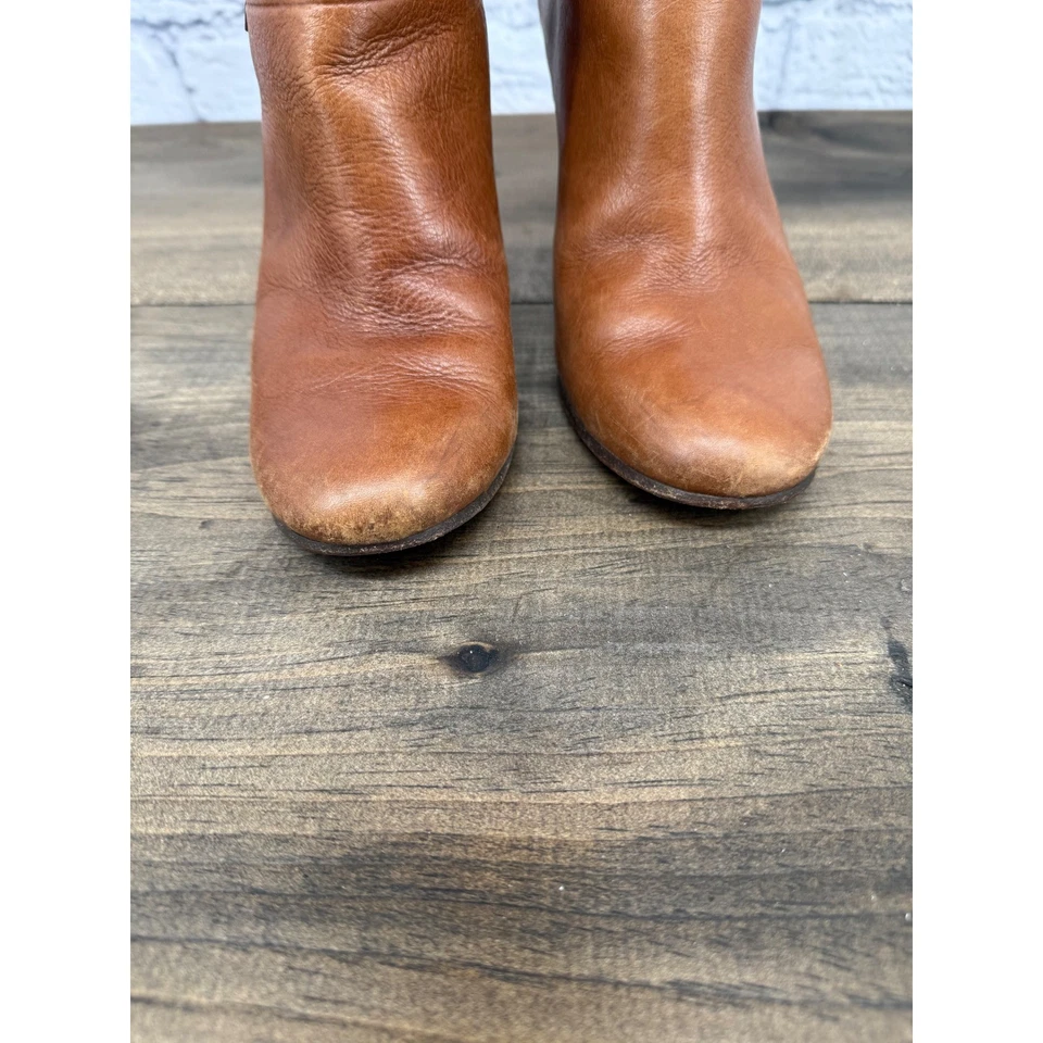 Botas hasta la rodilla Coach Therese de cuero marrón borla cremallera tacón para mujer 7,5B Foto 4 de 4