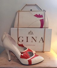 Gina London Shoes and Bag Leather Cream and Coral UK Size 4 EU 37 Wedding.