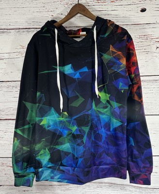 Galaxy Pattern Digital Print  Pull On Hoodie Hooded Sweatshirt Unisex Size Med