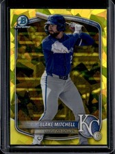 2025 Bowman Draft Sapphire Blake Mitchell Chrome Yellow Refractor #/75 Royals