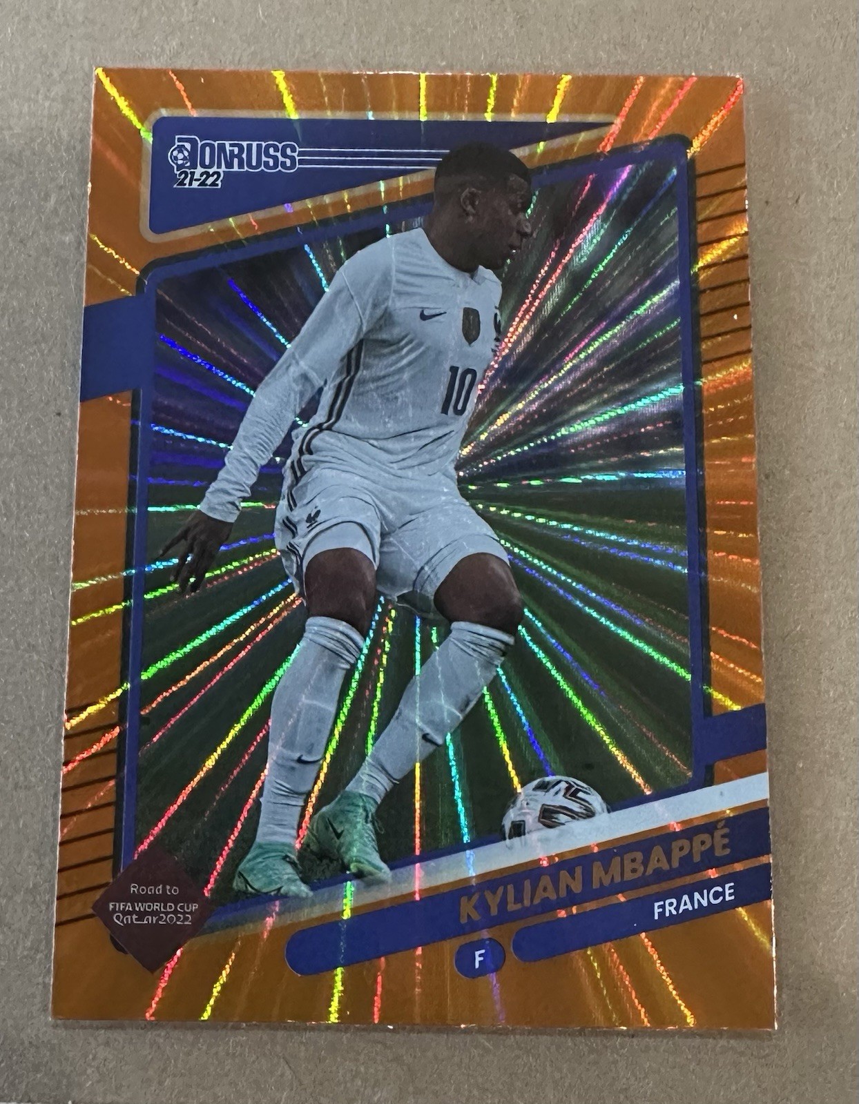 2021-22 Kylian Mbappe Donruss #60 Orange Laser Holo Foil - France
