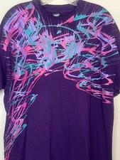 Vintage Single Stich Purple Splatter Paint T-Shirt Screen Stars Best Men's XL