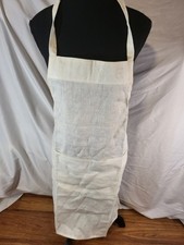Williams Sonoma 100 linen Ivory apron with pocket cottagecore prairie Embroider