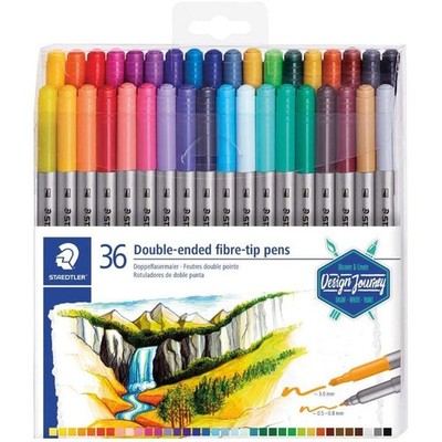 STAEDTLER Doppelfasermaler Filzstifte Malstifte zwei Spitzen Etui 36 Farben