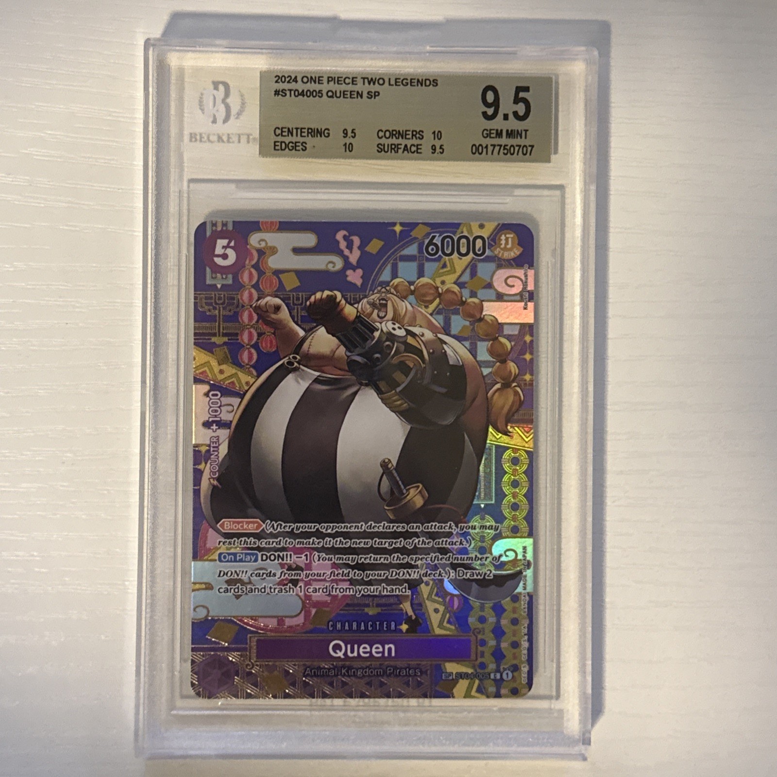 Bandai One Piece Two Legends Queen SP ST04-005 Foil Beckett 9.5 EN