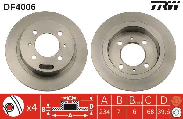 2X Bremsscheibe Hinten Trw DF4006 Passend FüR Nissan-image