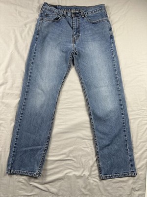 Levis 505 Jeans Mens 34x30 Blue Mid Wash Denim Regular Fit Straight Leg Zip Fly