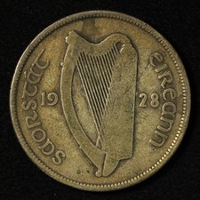 1928 Ireland 1/2 Crown - Free Shipping USA