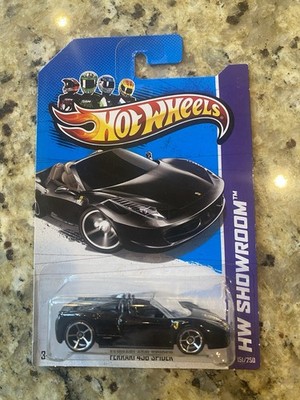 Hot Wheels Black Ferrari 458 Spider Variant Black Interior /Black
